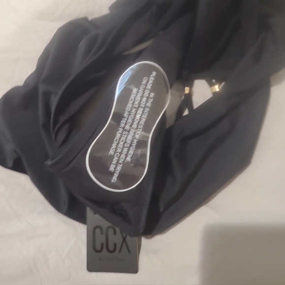 NWT City Chic CCX Gidget 1pc. WOMENS SZ 20 Black Swimsuit halter Plunge LOW back - Picture 9 of 11